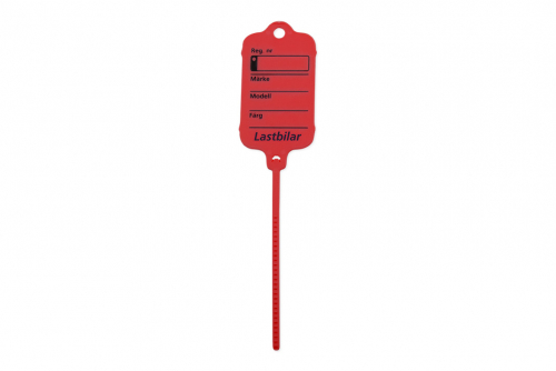 Keytag, punainen, toisella puolella oma painatus